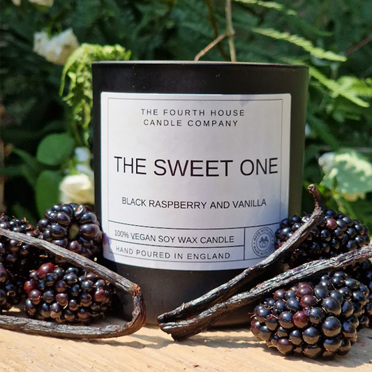 The Sweet One (Black Raspberry and Vanilla) - Soy Wax Candle with Cracking Wood Wick. 220g - Hand Poured in Small Batches, Highly Scented, Clean Burning, Long Lasting and Eco - friendly.