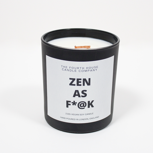 Zen As F*@k - Soy Wax Candle with Cracking Wood Wick. 220g - Long Lasting. UK made, clean burning and eco - friendly.