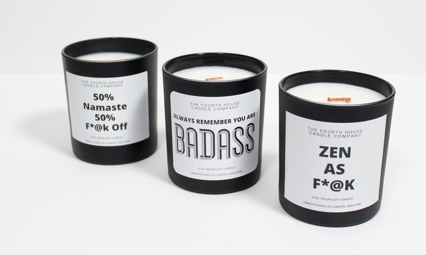 Badass - Soy Wax Candle with Cracking Wood Wick. 220g - Long Lasting. UK made, clean burning and eco - friendly.